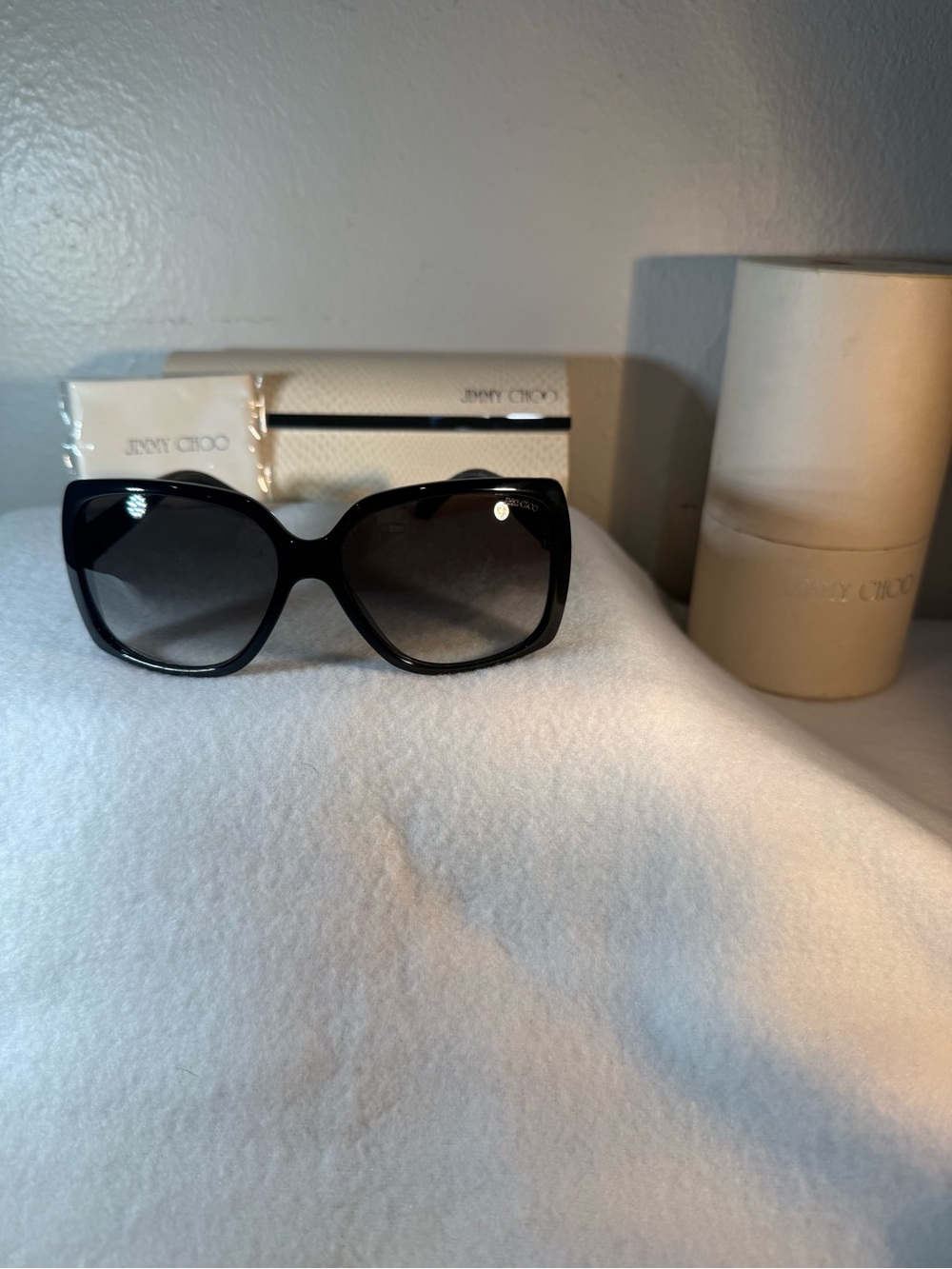 Jimmy Choo Black Gradient Oversized Square Sunglasses